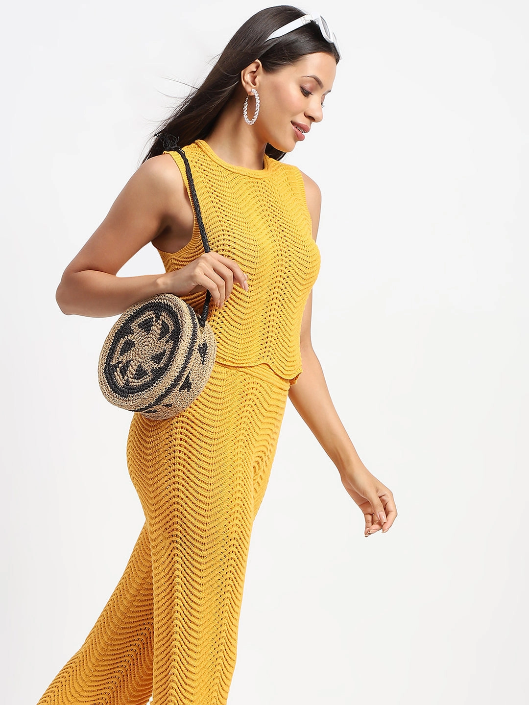 Madame Cotton Crochet Yellow Coord Set Magnetic-Closure
