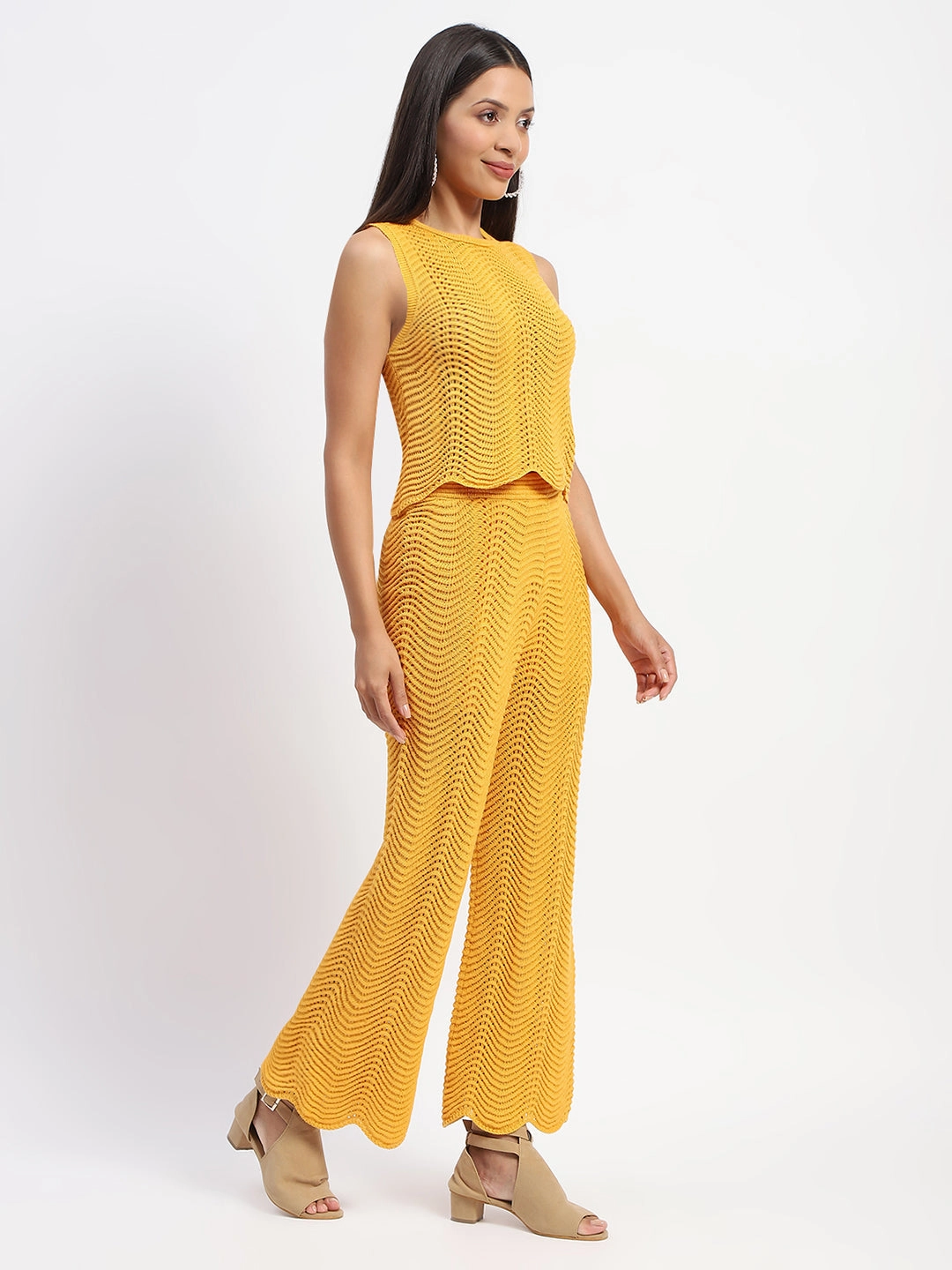 Madame Cotton Crochet Yellow Coord Set Spring Vibe Flowy Layers