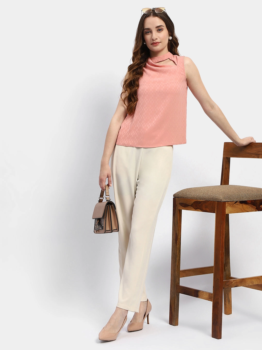 Madame Cowl Neck Salmon Top Breathable Tank