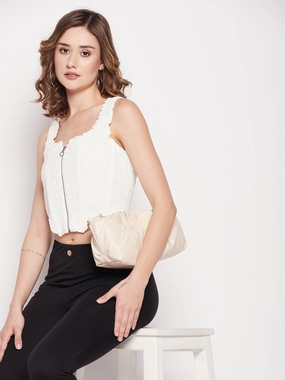 MultiPanelBreathability ErgonomicShape Madame Crinkled White Corset Top