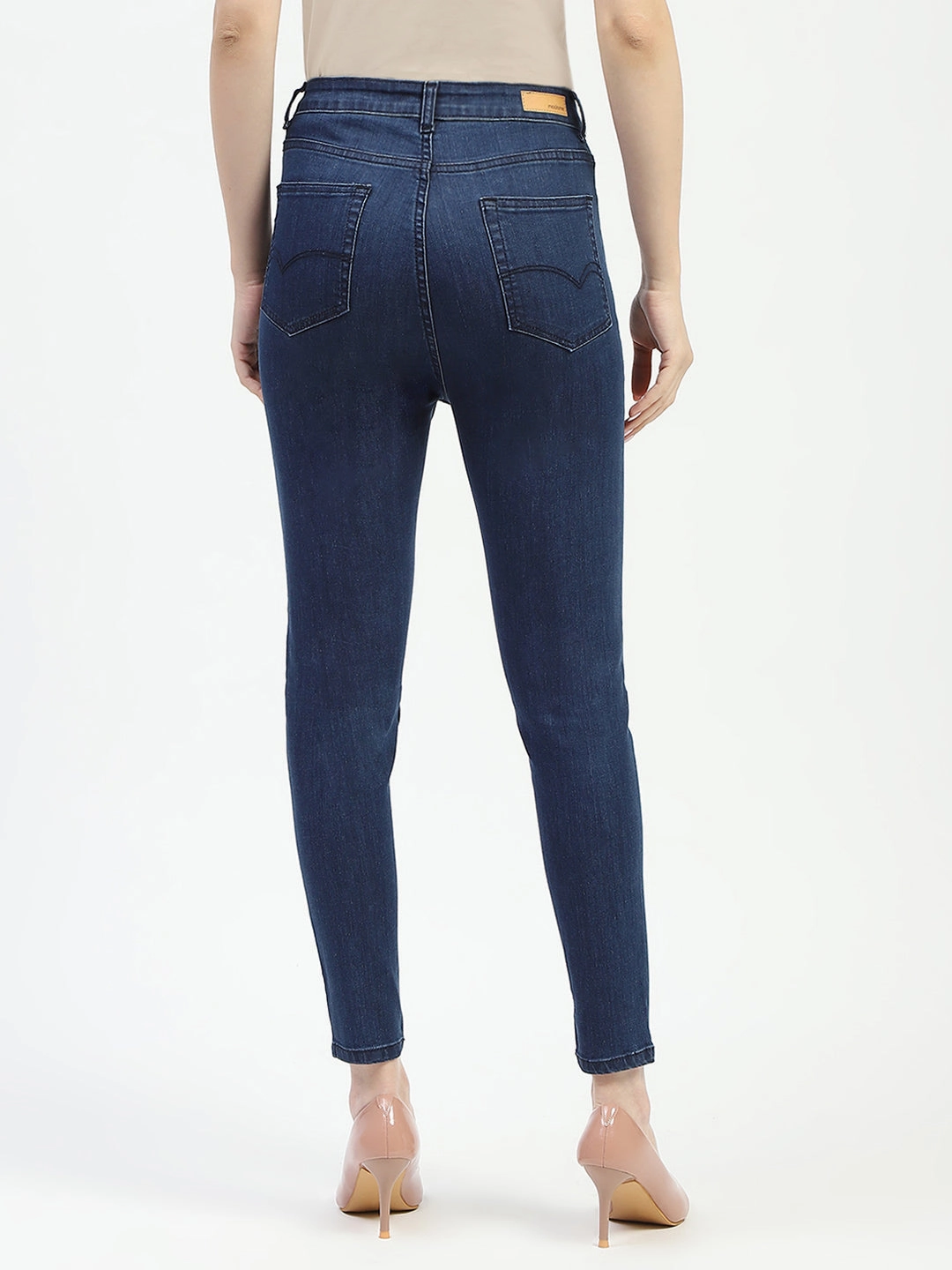 Trend Friendly Breathable Minimalist Madame Dark Blue Skinny Fit Cotton Denim Jeans