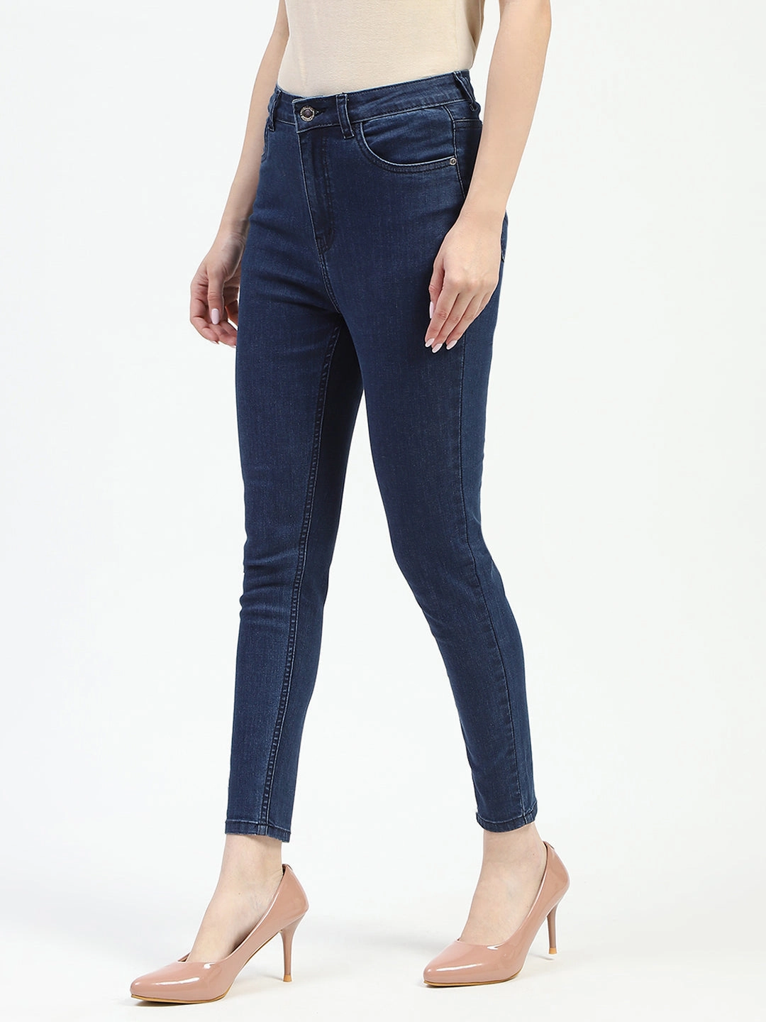 Effortless Design Smart Casual Madame Dark Blue Skinny Fit Cotton Denim Jeans