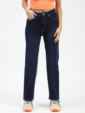 Madame Dark Blue Straight Fit Denim Jeans Earthy Streetwear Fan Nature Lover