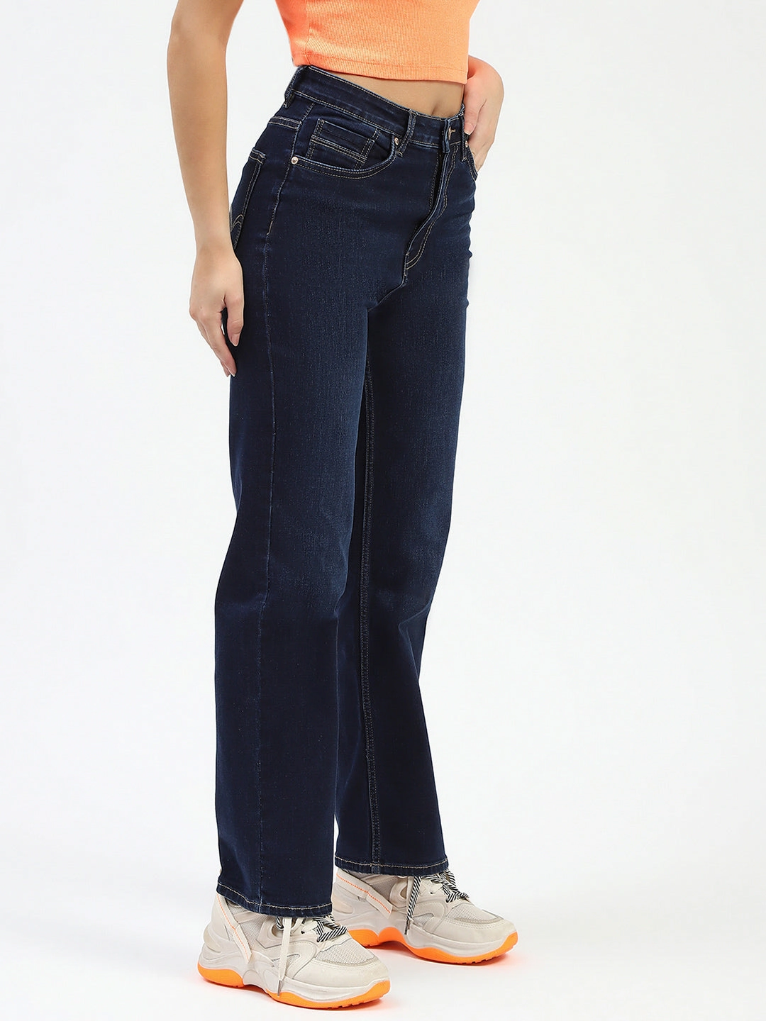 Madame Dark Blue Straight Fit Denim Jeans Layer Ready Streetwear Mood