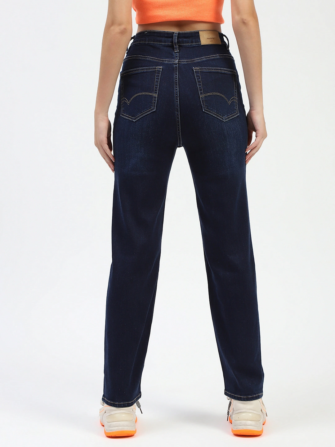Madame Dark Blue Straight Fit Denim Jeans Vintage Lover Smooth Bold Street Basics