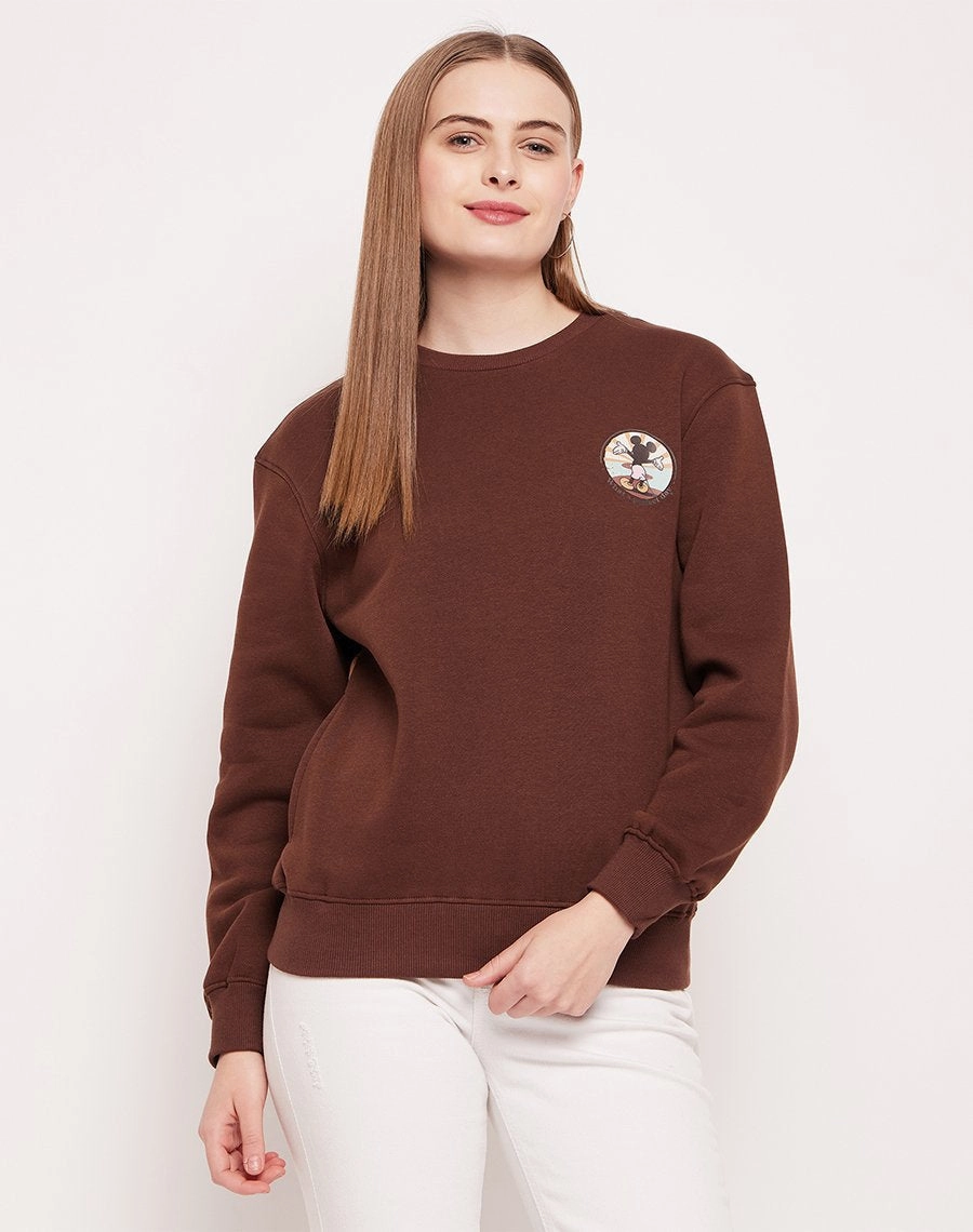 Madame Disney Graphic Print Chocolate Brown Sweatshirt Ombre