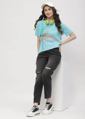 Straight Leg Design Madame Distressed Black Mom Fit Jeans