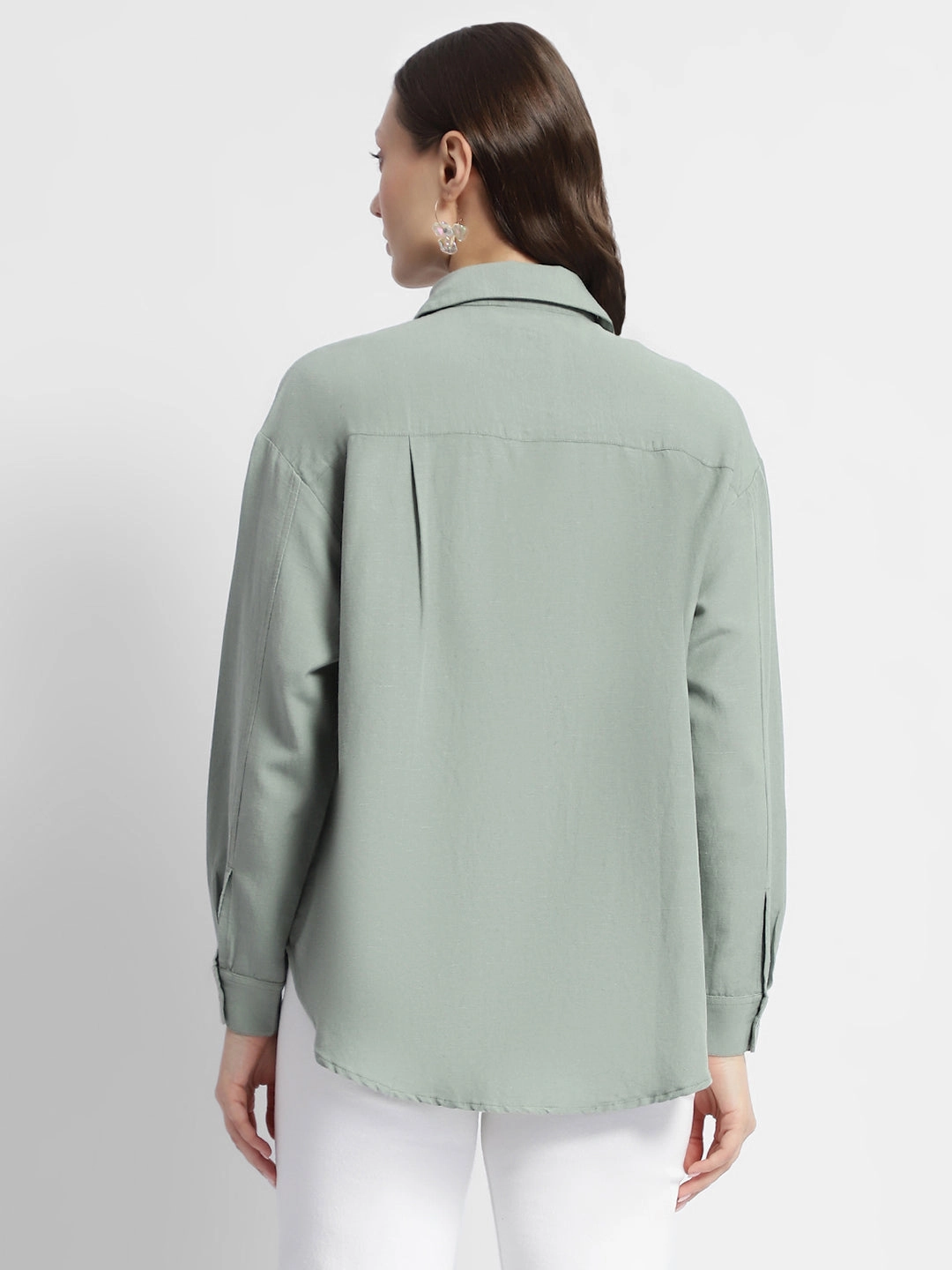 Madame Dusty Green Regular Full Sleeve Shirt Effortless Style