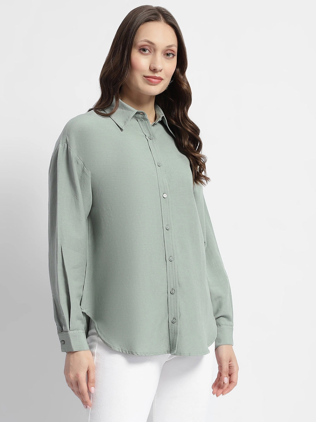 Madame Dusty Green Regular Full Sleeve Shirt Professional Look Active Layering