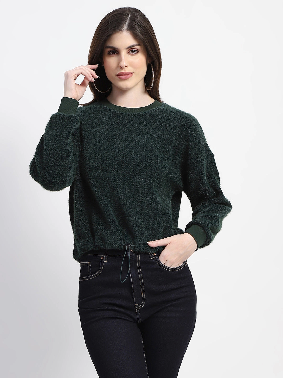 Madame Elastic Pull Drawstring Bottle Green Top Sporty Style EthicallySourced