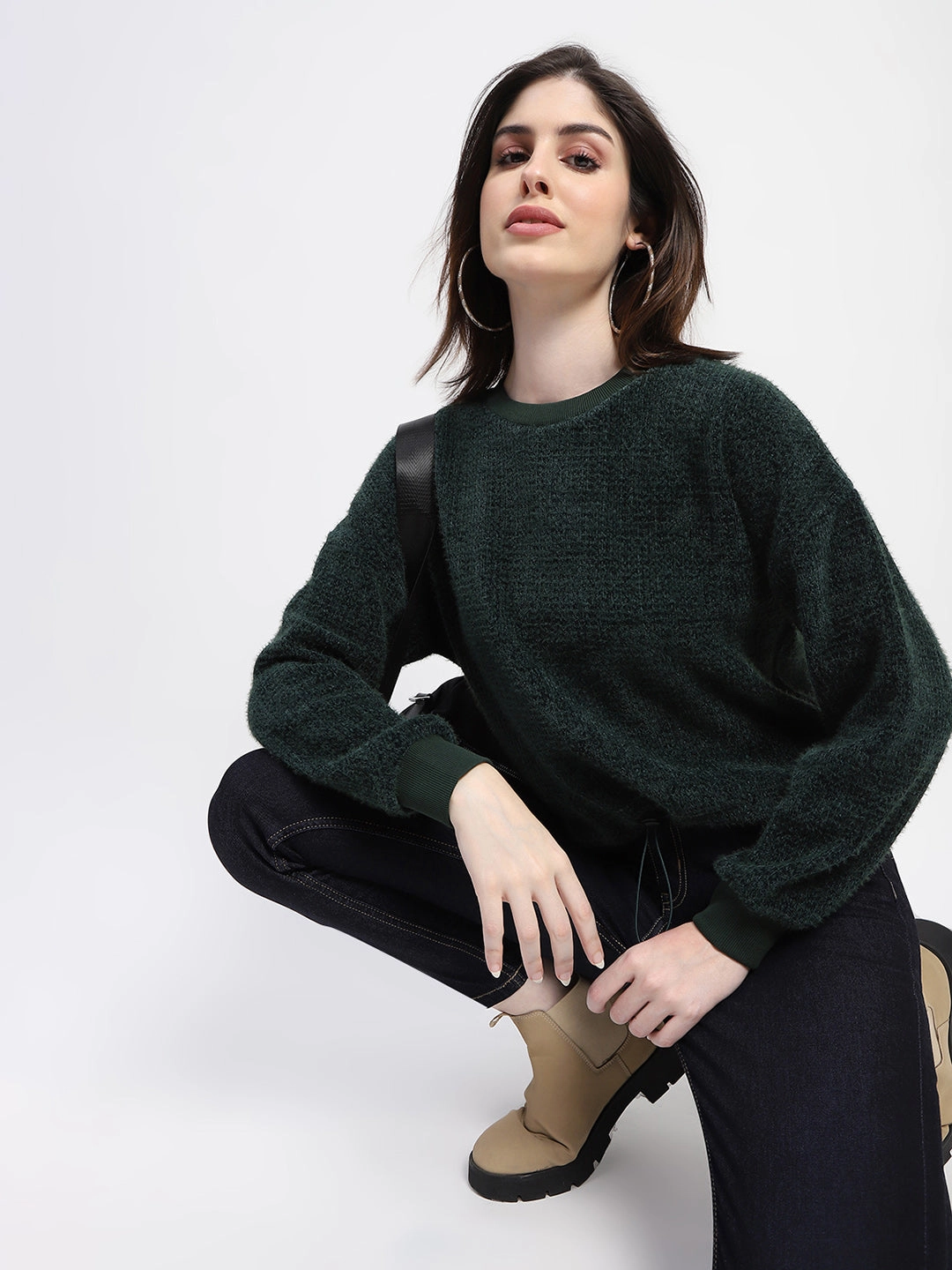Sustainable Manufacturing BreathableMaterial Madame Elastic Pull Drawstring Bottle Green Top