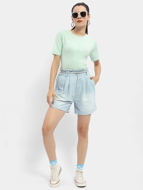 Madame Embellished Typography Mint Regular T-Shirt Casual Comfort Top Active Outfit