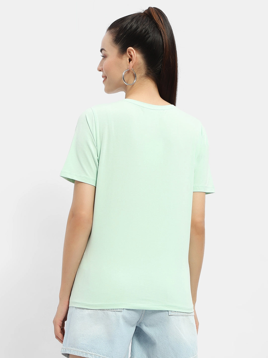 Madame Embellished Typography Mint Regular T-Shirt Smart Comfort