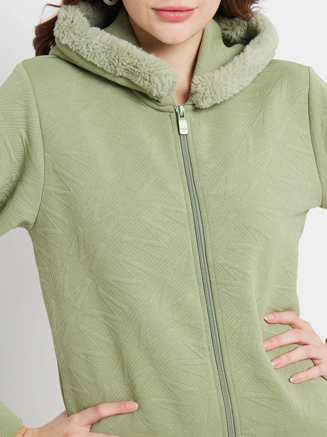 Madame Faux Fur Hood Applpe Green Sweatshirt product gym ready performance product weekend wear comfort