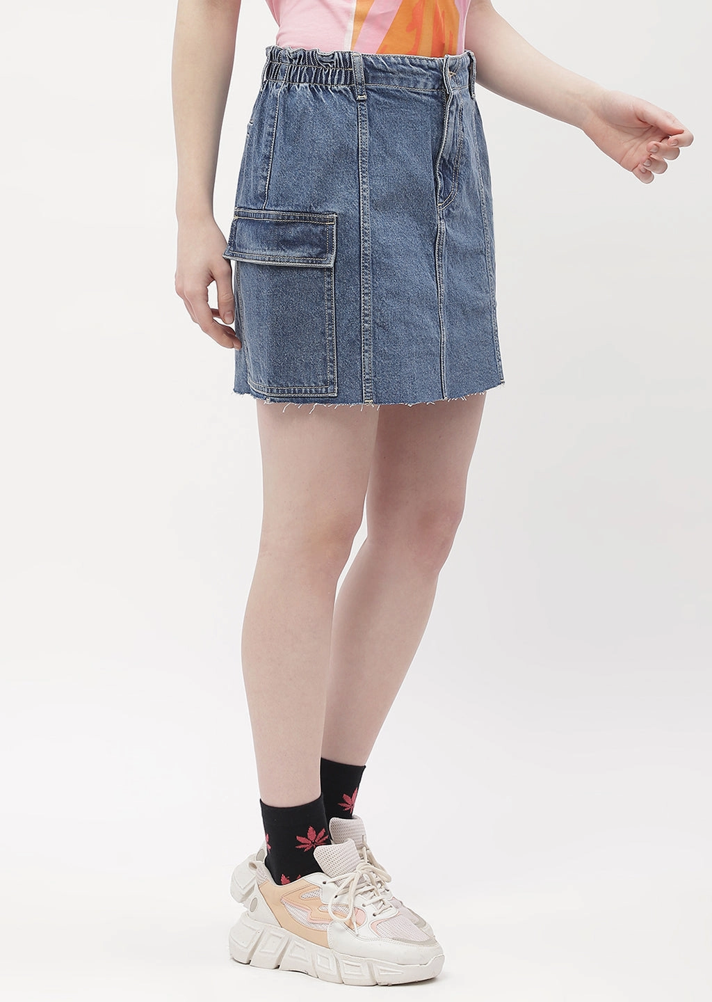 Luxury Feel Dance Practice Madame Flap Pocket Blue Mini Skirt