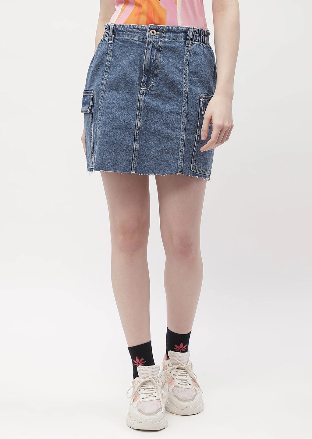 Madame Flap Pocket Blue Mini Skirt Travel Friendly