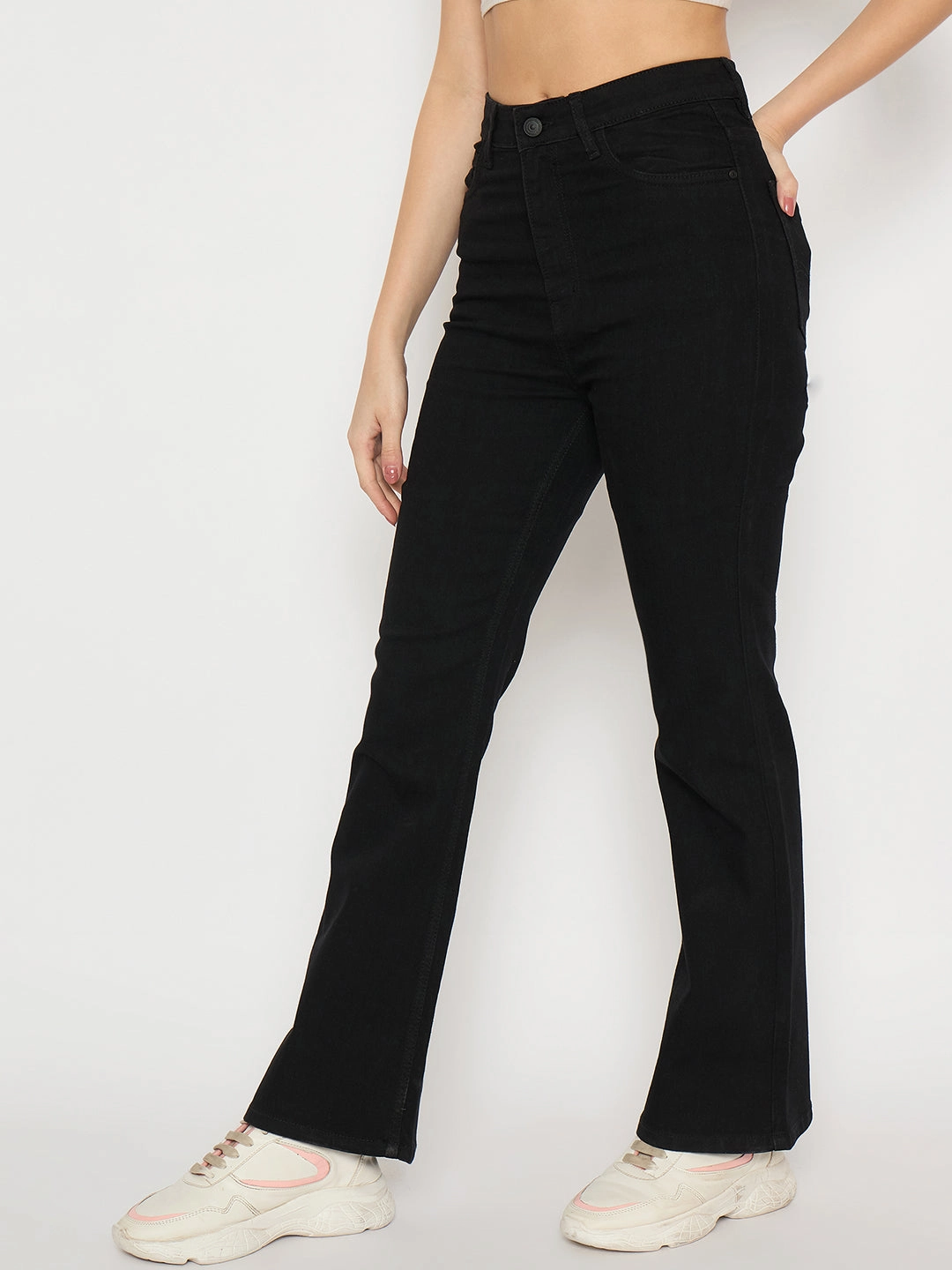 Madame Flared Fit Black Denim Jeans Fit For Daily Seasonal piece