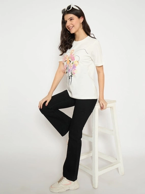 Lockstitch Construction Madame Flared Fit Black Denim Jeans