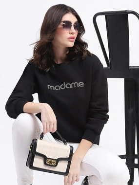 Madame Fleece Handwork And Embroidered Black Sweatshirt Chill Apparel Unisex Design
