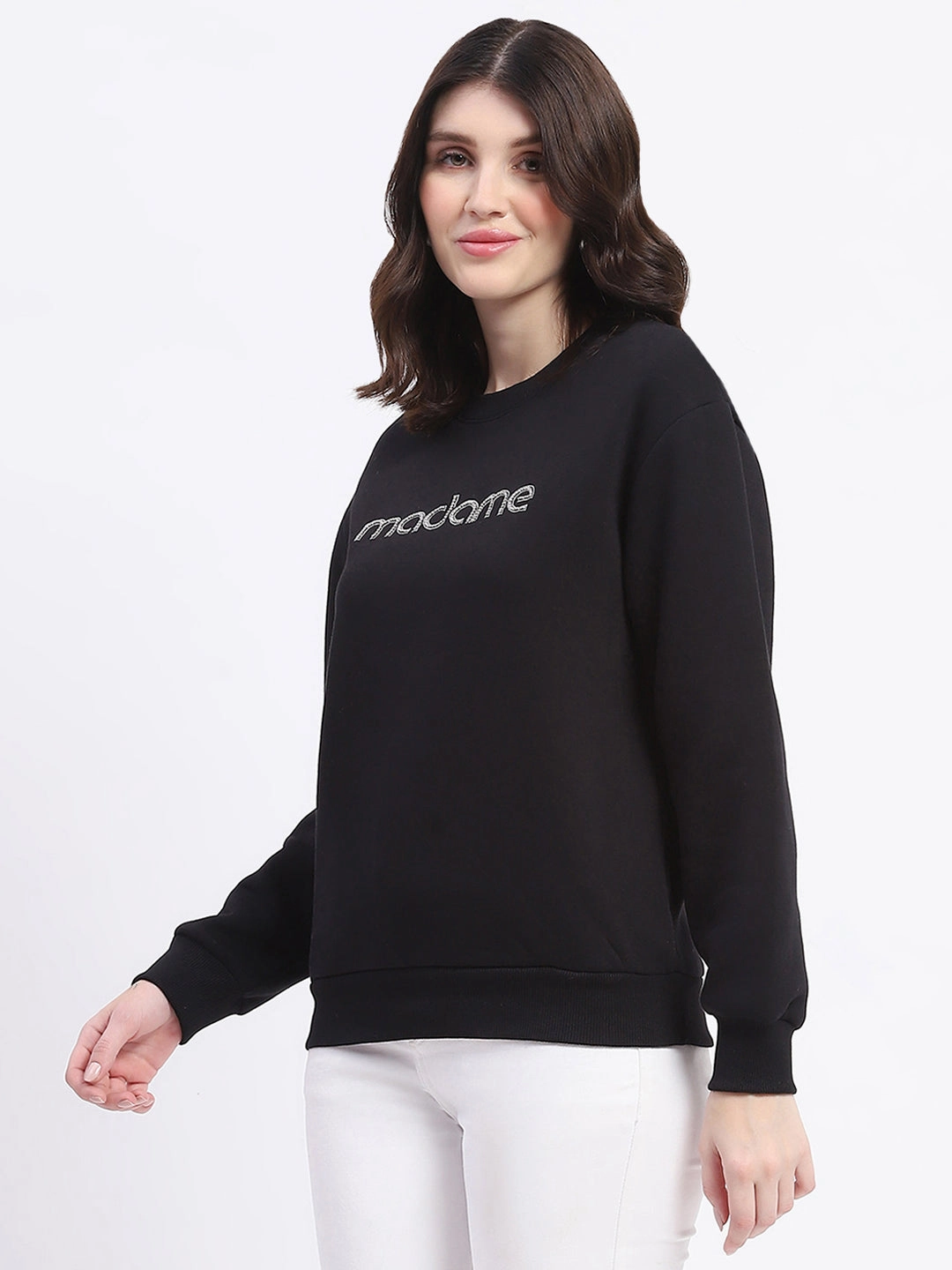 product review Casual Layer Madame Fleece Handwork And Embroidered Black Sweatshirt