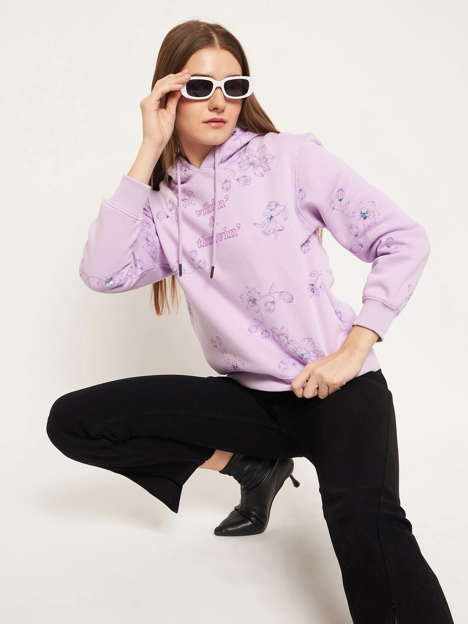 Easy Look family wear Madame Floral Printed Lilac Sweatshirt