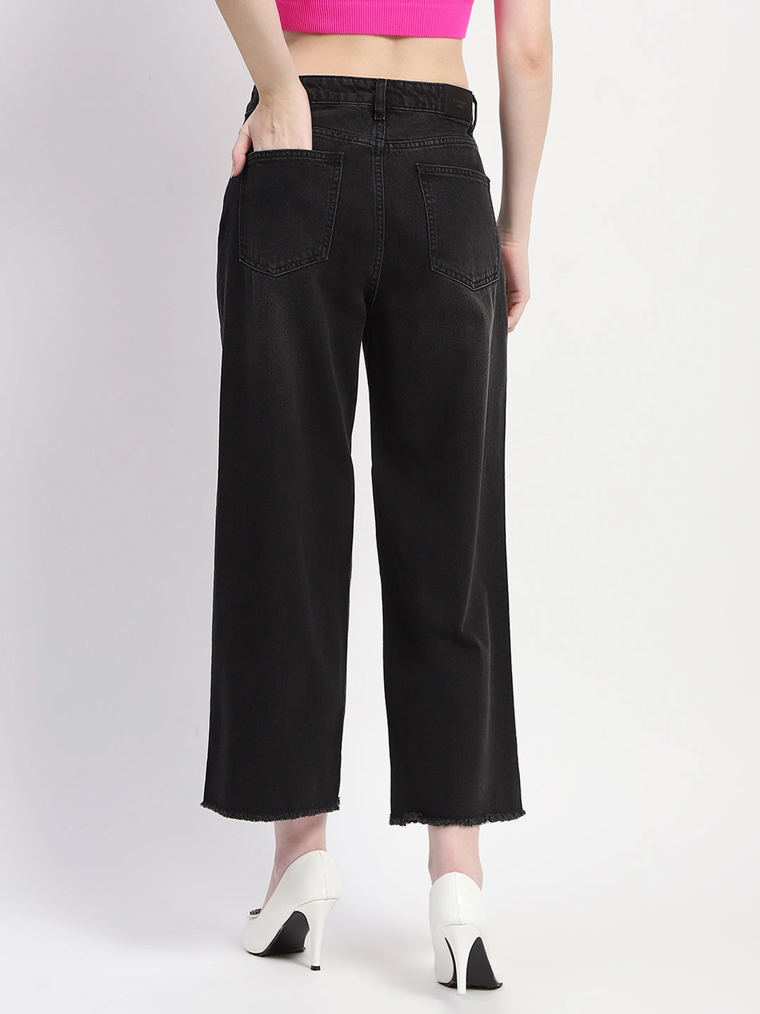 Madame Frayed Hem Black Flared Denim Outdoor Adventure Stylish