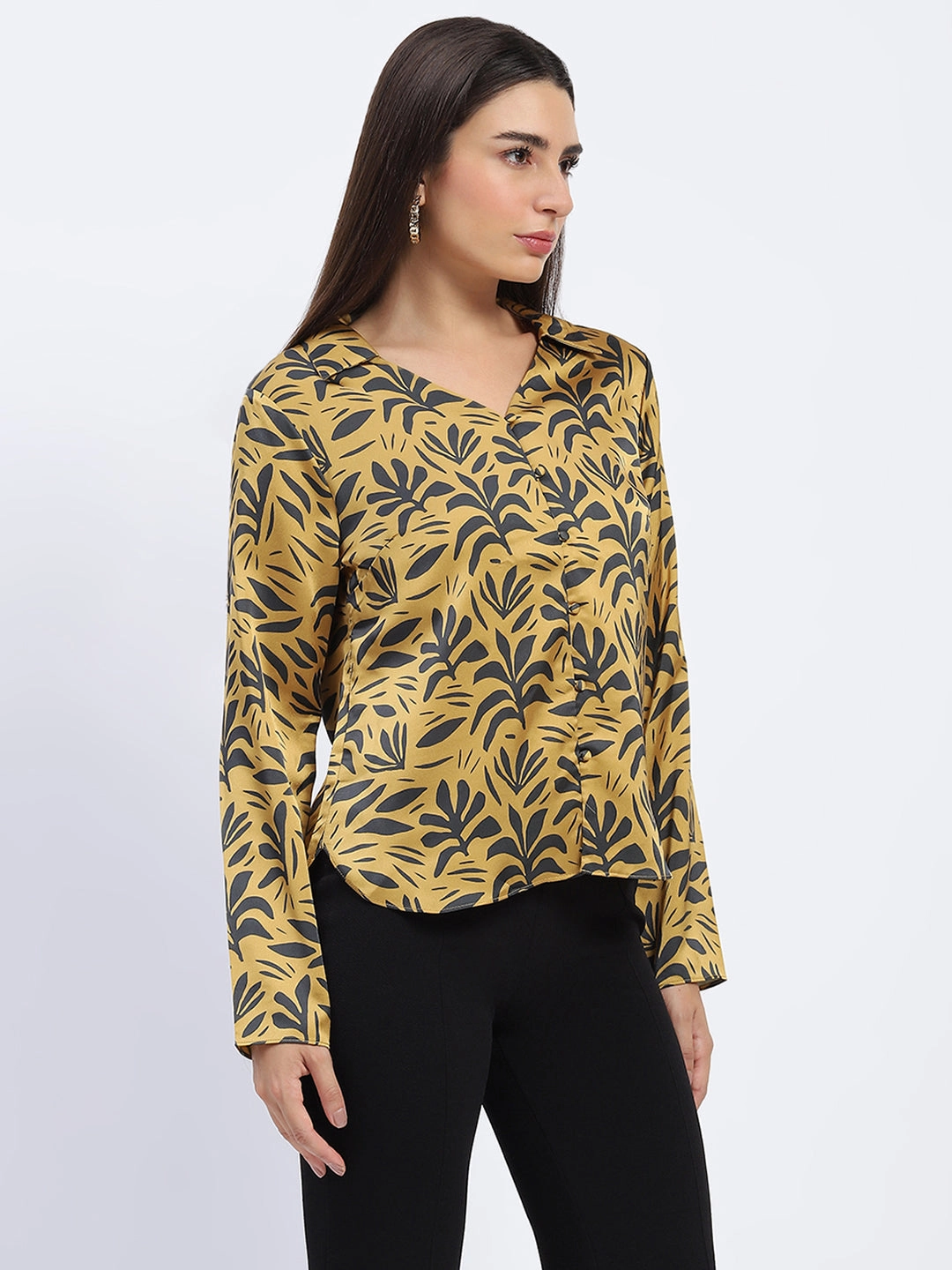Madame Golden Leaf Print Shirt Urban Edge