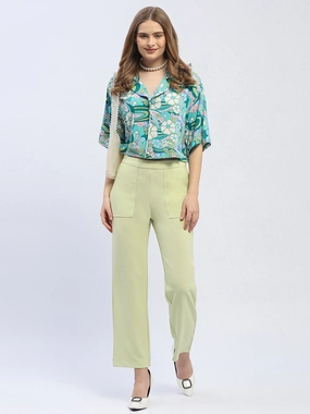 Casual Day Madame Graphic Print Dark Green Half Sleeve Shirt