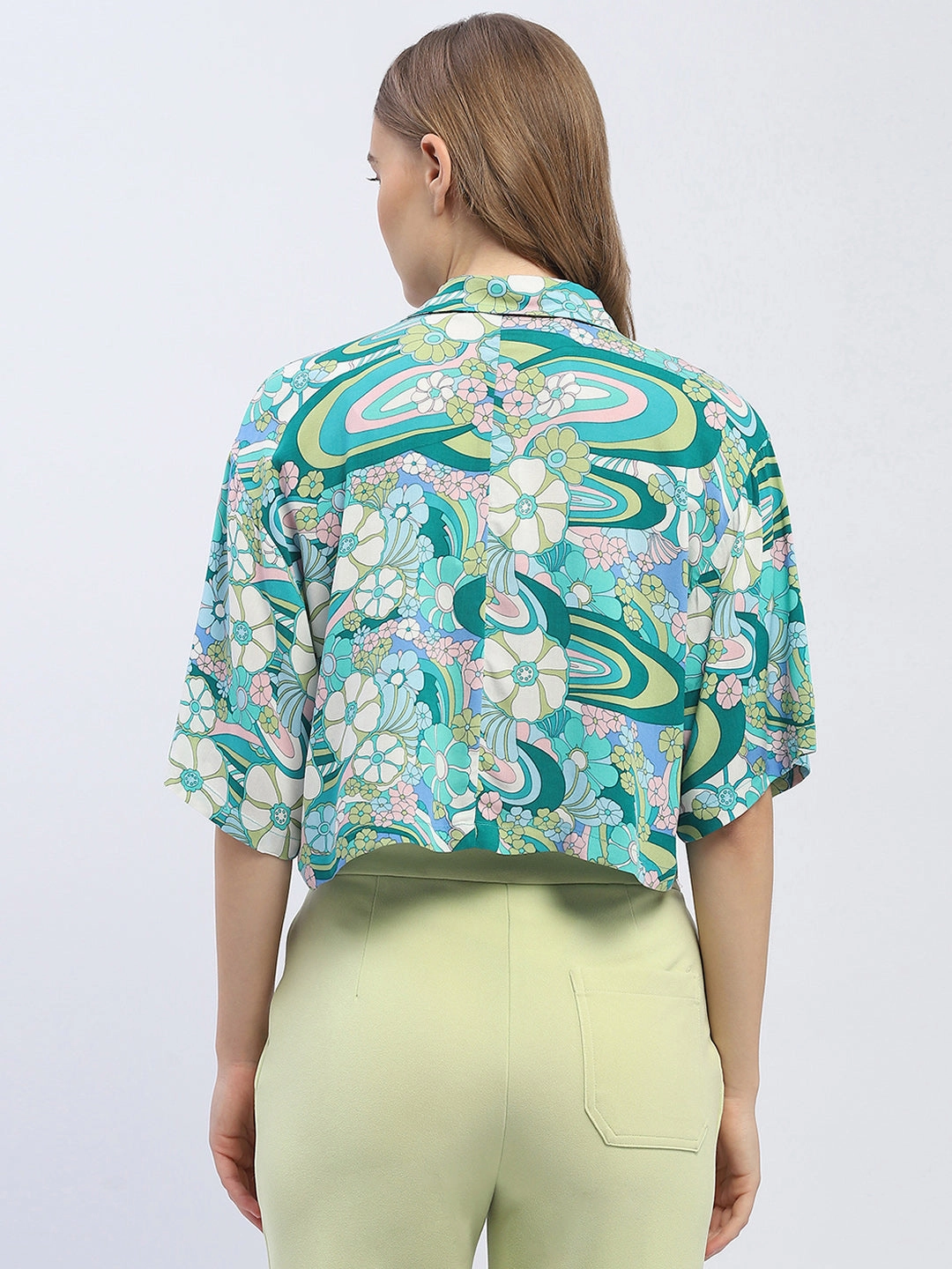 High-Quality Material Casual Design Madame Graphic Print Dark Green Half Sleeve Shirt