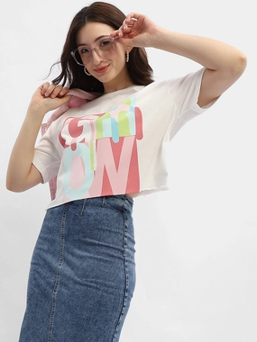 Madame Graphic Print White Cotton T-Shirt Cozy Wardrobe