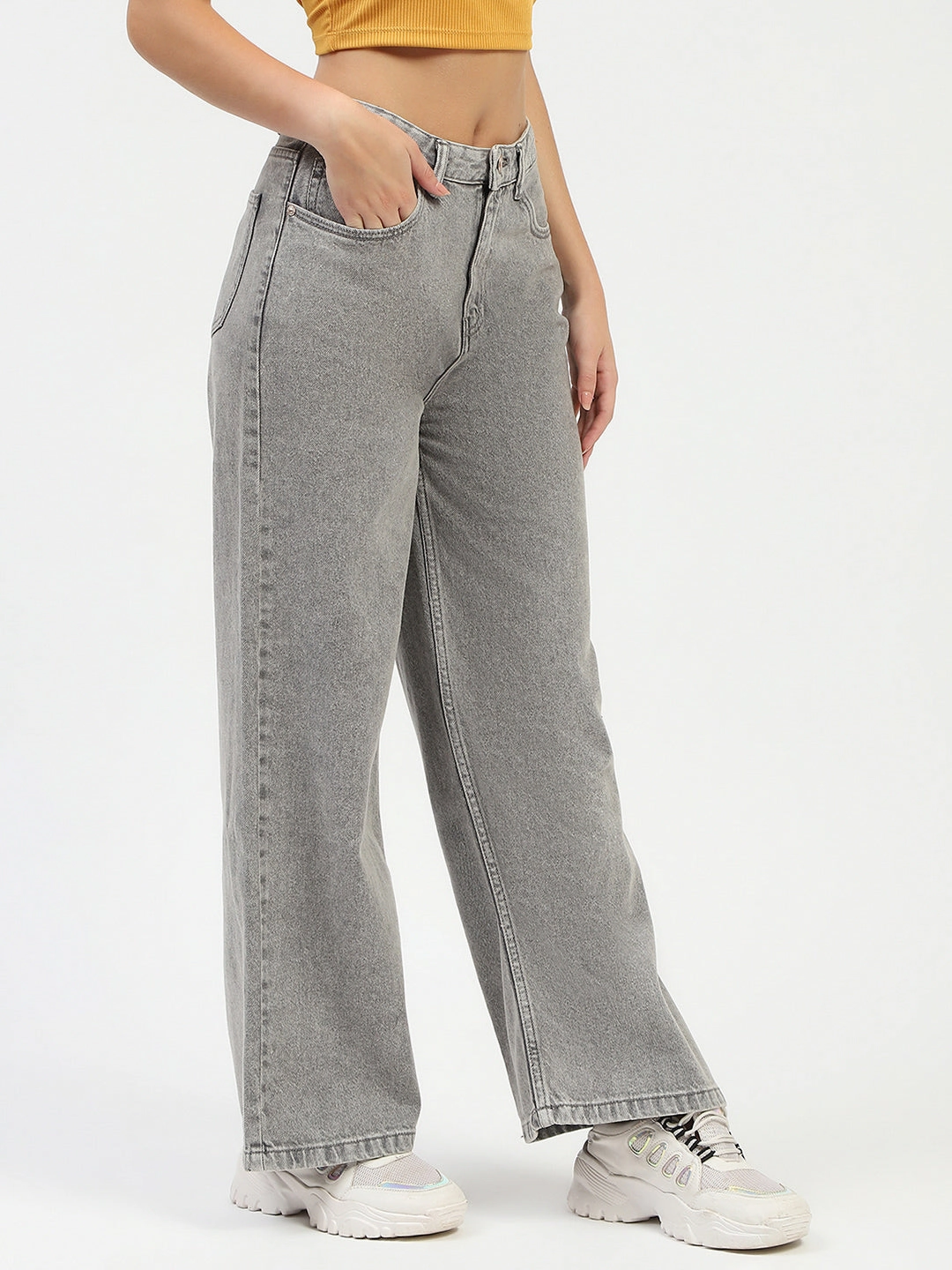 Relaxed Tailoring Madame Grey Wide-Leg Jeans