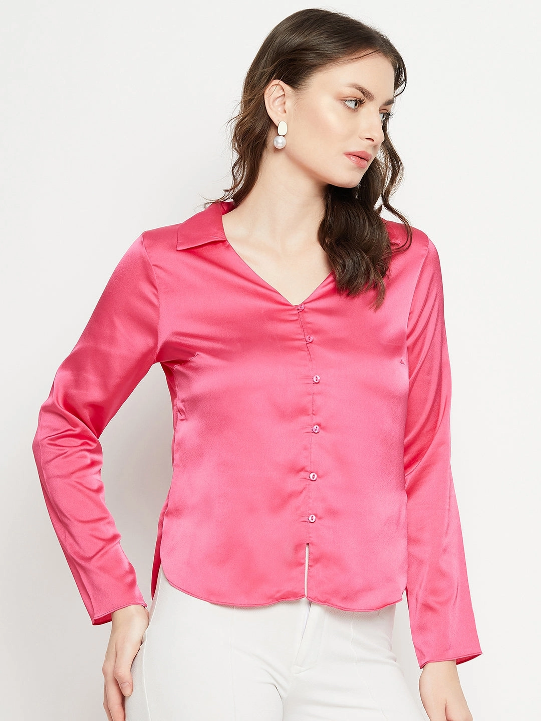Classic Wear Madame Hot-Pink Satin Shirt