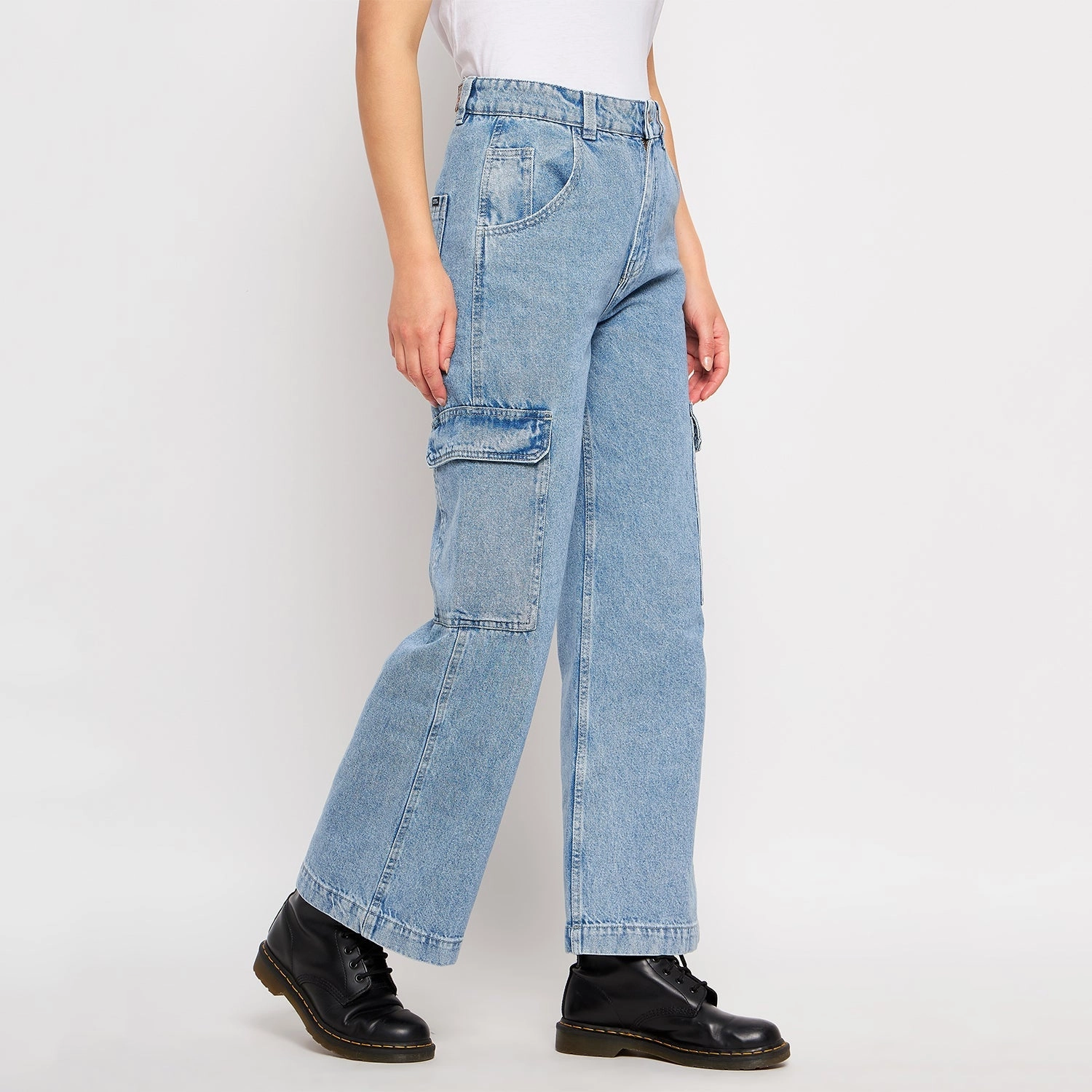 Madame Ice Blue Denim Comfortable Silhouette Classic Autumn Days Adult Fashion