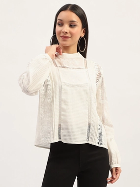 TemperatureRegulating Material Madame Lace Detailing Solid White Top