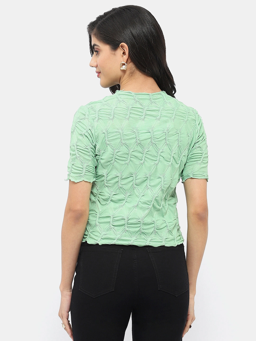 Eco Conscious Packaging Madame Lettuce Hem Green Crinkled Top
