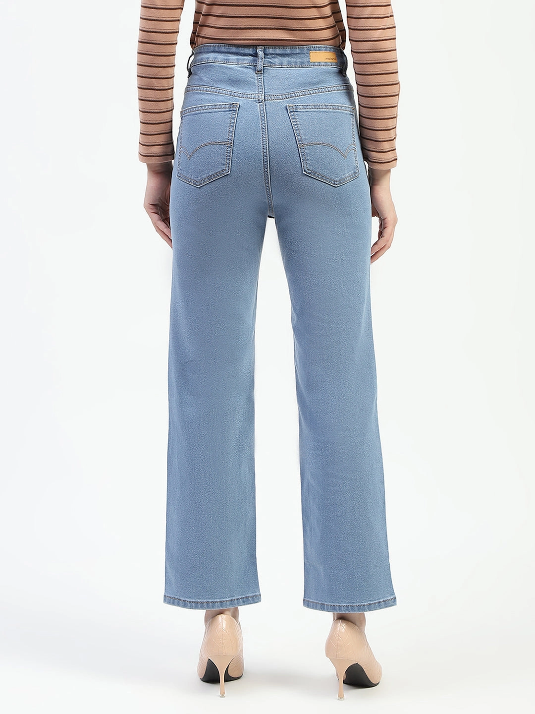 Madame Light Blue Straight Fit Cotton Denim Jeans Everyday Pick