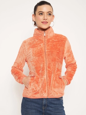 Vintage Look Madame Light Orange High Neck Sweatshirt