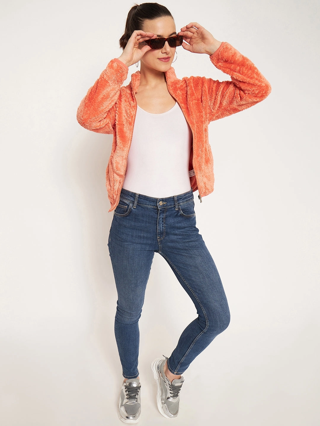 Weekend Layer label accents Madame Light Orange High Neck Sweatshirt