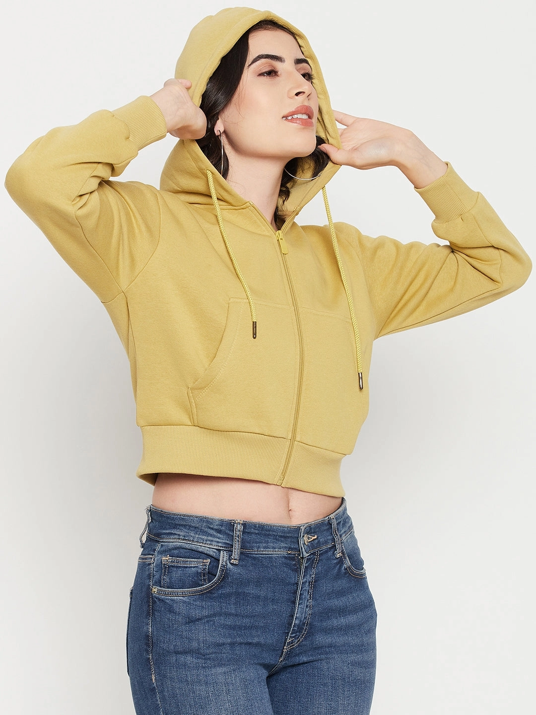 Polyester Material Madame Lime Hood Neck Sweatshirt