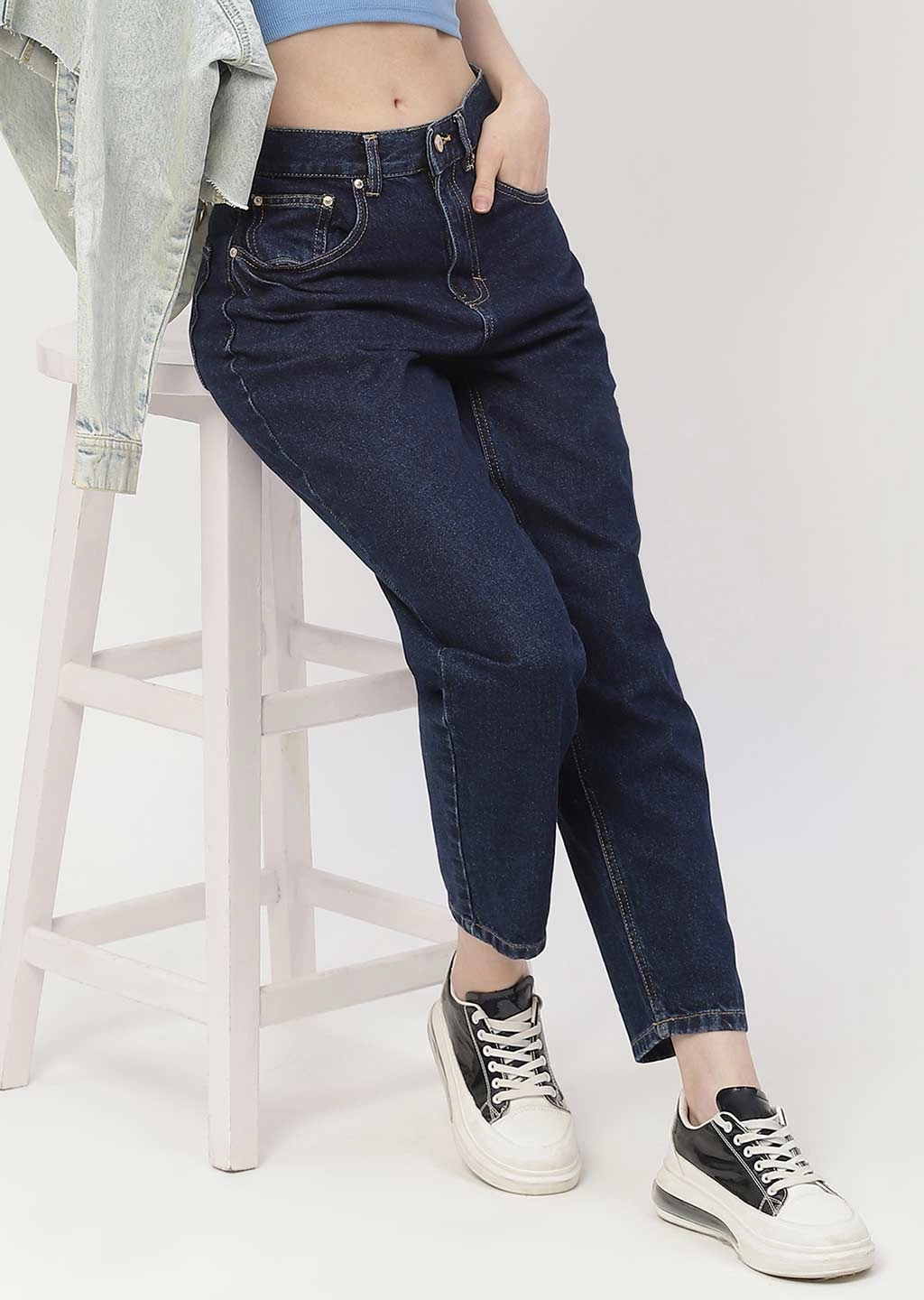 Morning Stroll Evening Stroll Trend Setter Wardrobe Fit Madame Low Rise Dark Blue Mom Fit Jeans