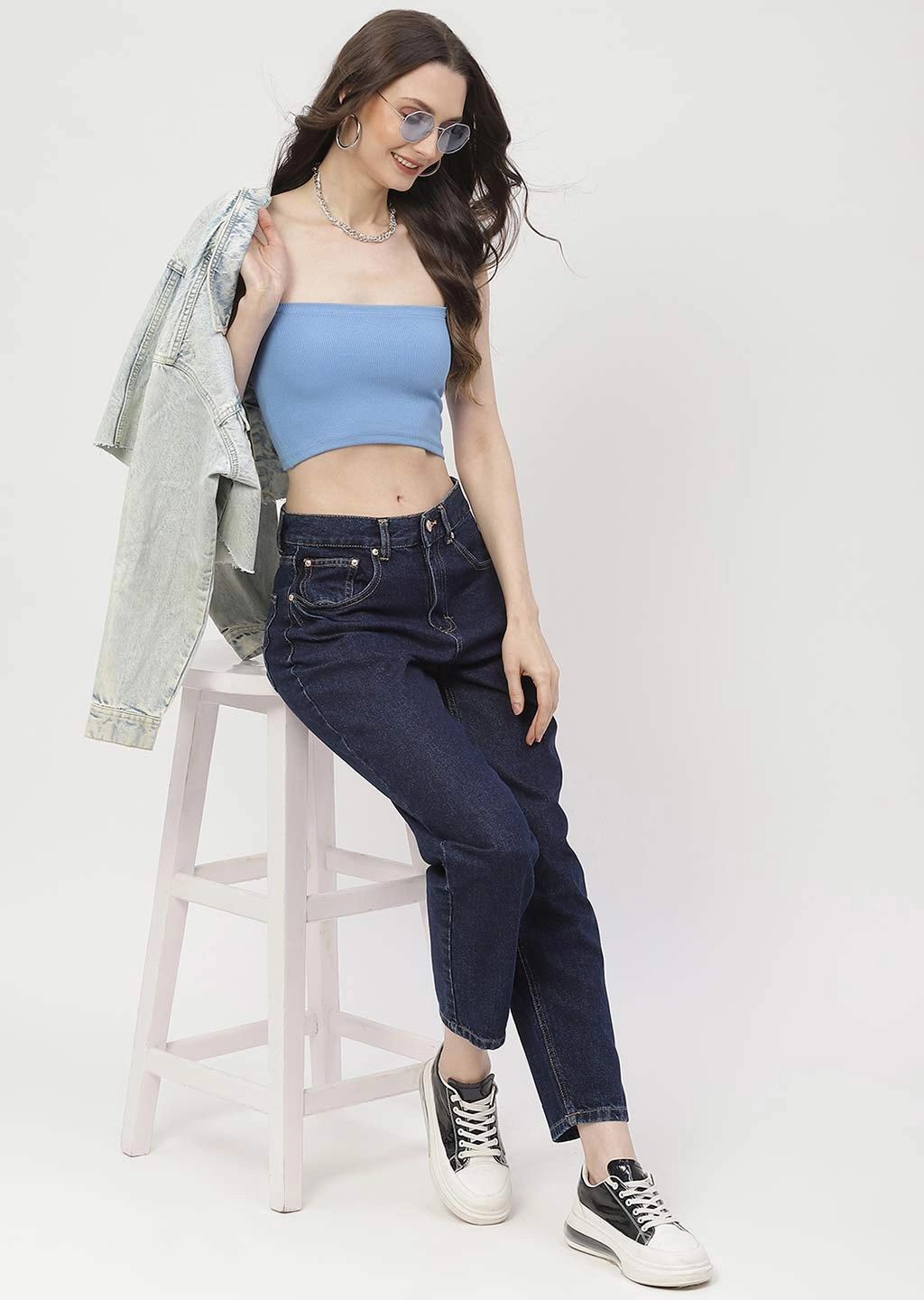 Layer Ready Quick Response Fit Madame Low Rise Dark Blue Mom Fit Jeans