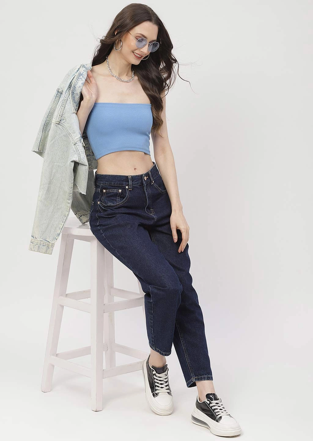Morning Stroll Evening Stroll Trend Setter Madame Low Rise Dark Blue Mom Fit Jeans