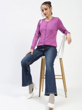 Vintage Pullover Madame Mauve Button-Up Cardigan