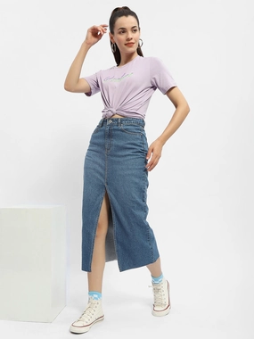 Ribbed Hem Finish Low Profile Zipper Madame Mauve T-Shirt
