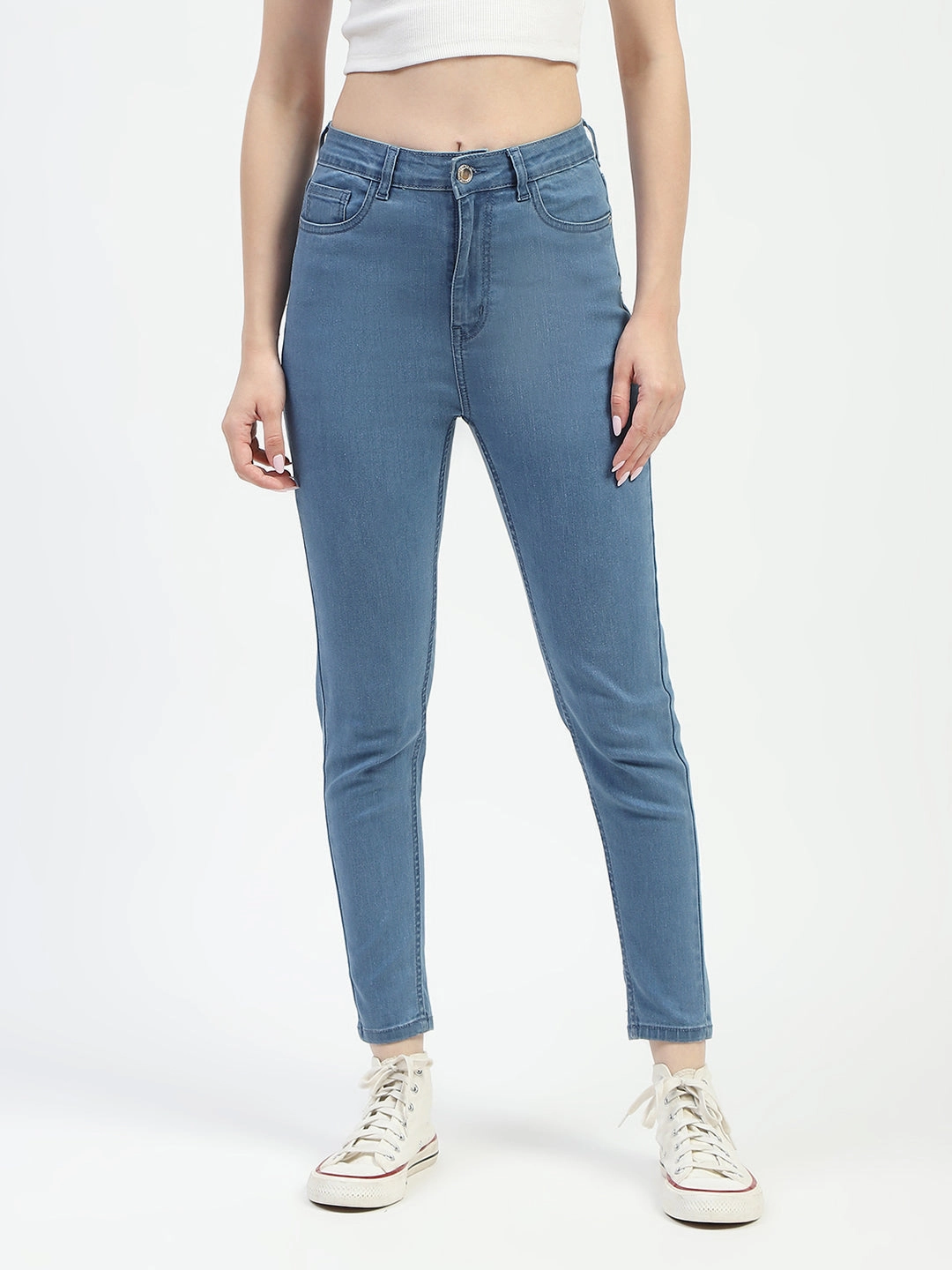 Madame Mid Blue Slim Fit Cotton Denim Jeans Base Wear