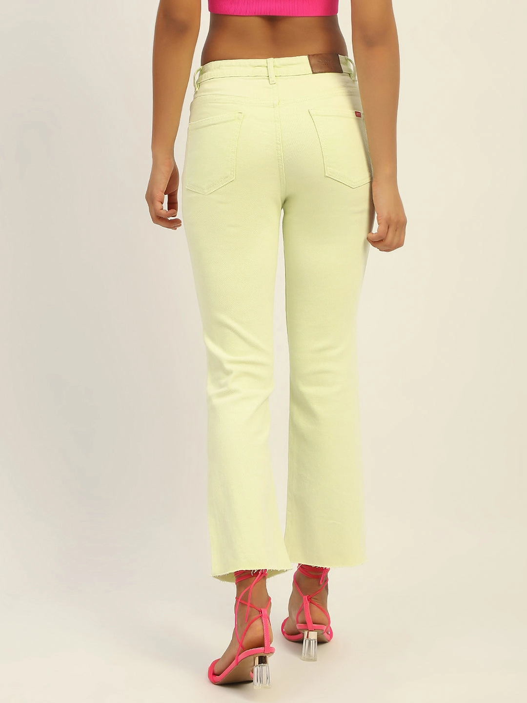 Madame Mid Rise Cotton Green Denim Trend Setter Smart Casual Classic Wear Rainy Day Vintage Lover