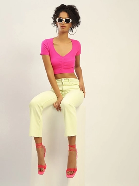 Madame Mid Rise Cotton Green Denim Artist Vibe Everyday