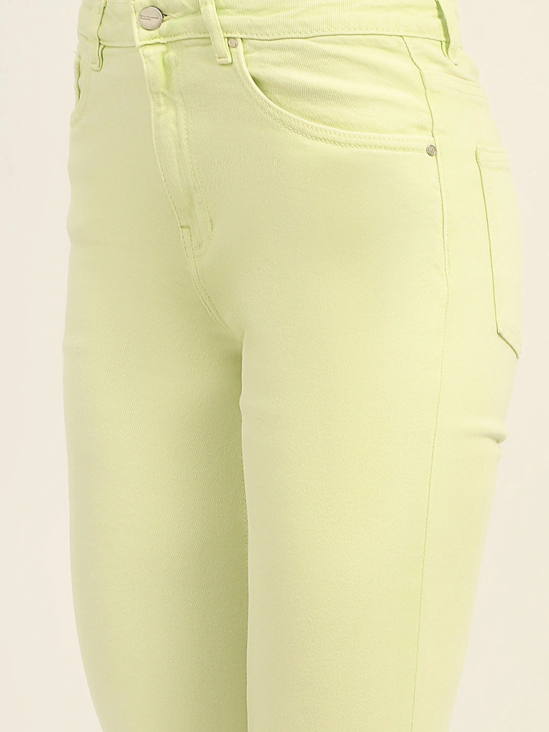 Light Outfit Layered Look Madame Mid Rise Cotton Green Denim