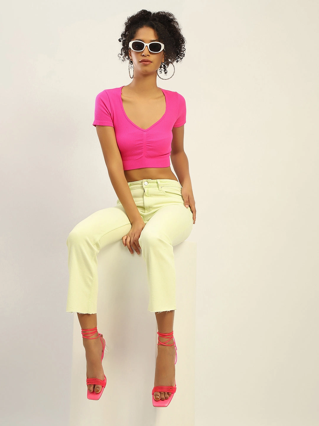Madame Mid Rise Cotton Green Denim Artist Vibe Everyday