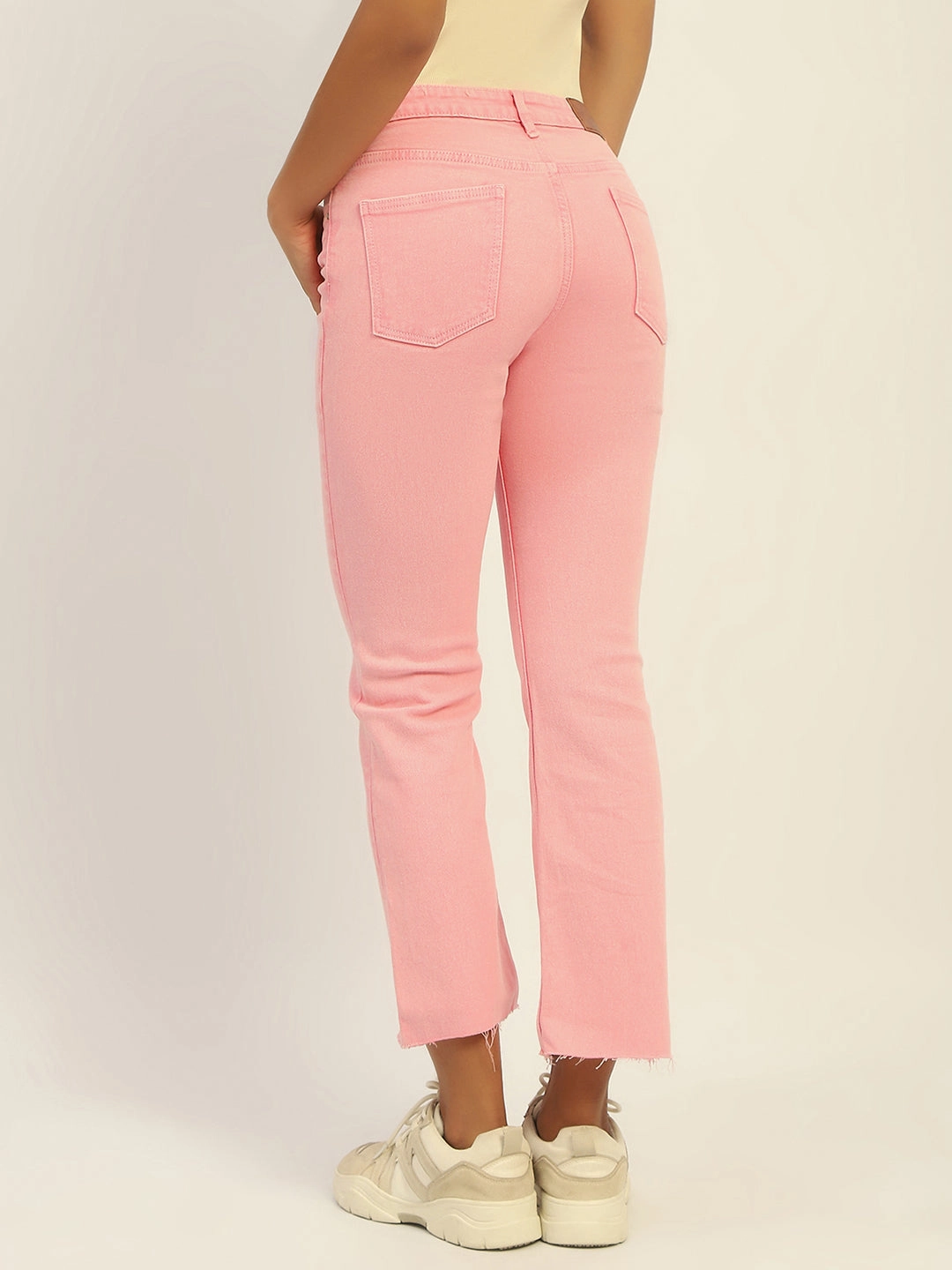 Madame Mid Rise Cotton Pink Denim Perfect Fit Waist